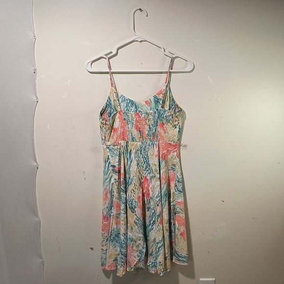 Old Navy Women's Small Petite Pink & Green Spaghetti Strap Sundress Mini Dress - Picture 2 of 7